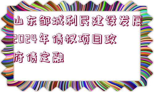 山東鄒城利民建設(shè)發(fā)展2024年債權(quán)項(xiàng)目政府債定融