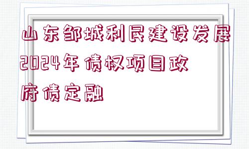 山東鄒城利民建設(shè)發(fā)展2024年債權(quán)項目政府債定融