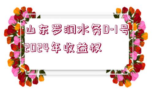 山東羅潤水務(wù)D-1號2024年收益權(quán)