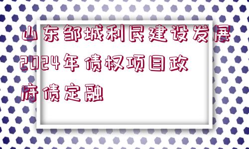 山東鄒城利民建設(shè)發(fā)展2024年債權(quán)項目政府債定融