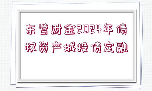 東營(yíng)財(cái)金2024年債權(quán)資產(chǎn)城投債定融