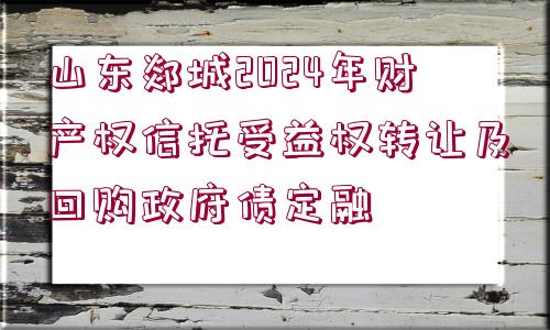 山東郯城2024年財(cái)產(chǎn)權(quán)信托受益權(quán)轉(zhuǎn)讓及回購政府債定融