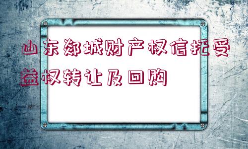 山東郯城財(cái)產(chǎn)權(quán)信托受益權(quán)轉(zhuǎn)讓及回購(gòu)