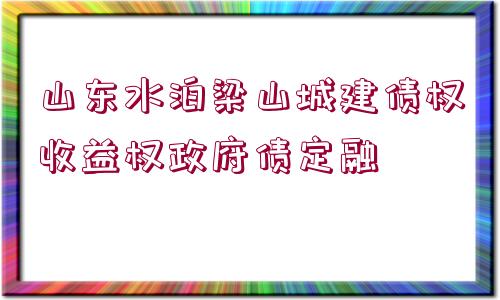 山東水泊梁山城建債權(quán)收益權(quán)政府債定融