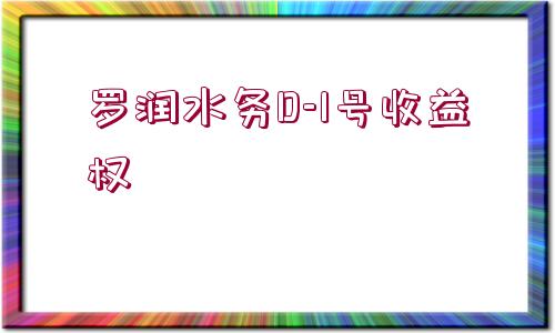 羅潤(rùn)水務(wù)D-1號(hào)收益權(quán)