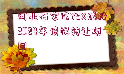 河北石家莊YSX城投2024年債權(quán)轉(zhuǎn)讓項(xiàng)目