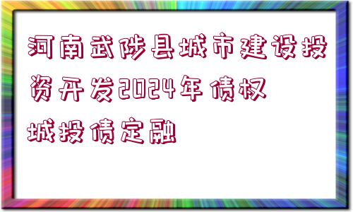 河南武陟縣城市建設投資開發(fā)2024年債權城投債定融