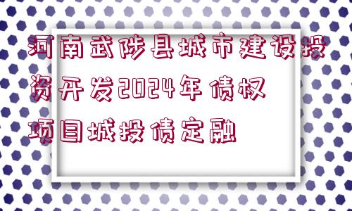 河南武陟縣城市建設(shè)投資開發(fā)2024年債權(quán)項目城投債定融