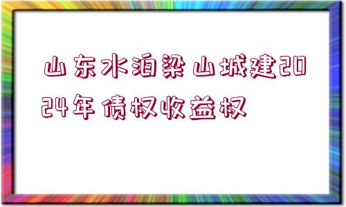 山東水泊梁山城建2024年債權(quán)收益權(quán)