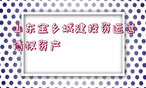 山東金鄉(xiāng)城建投資運(yùn)營債權(quán)資產(chǎn)