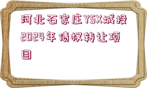 河北石家莊YSX城投2024年債權轉讓項目