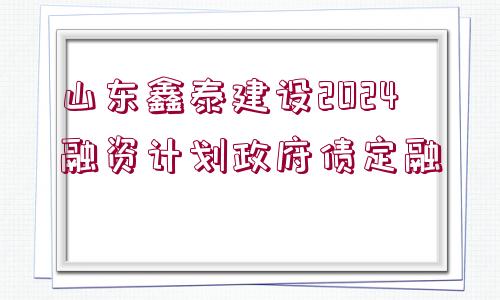 山東鑫泰建設(shè)2024融資計(jì)劃政府債定融