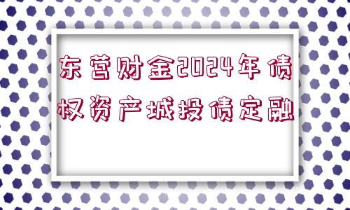 東營財金2024年債權(quán)資產(chǎn)城投債定融