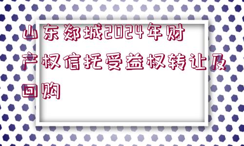 山東郯城2024年財(cái)產(chǎn)權(quán)信托受益權(quán)轉(zhuǎn)讓及回購(gòu)