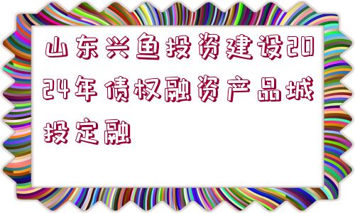 山東興魚(yú)投資建設(shè)2024年債權(quán)融資產(chǎn)品城投定融