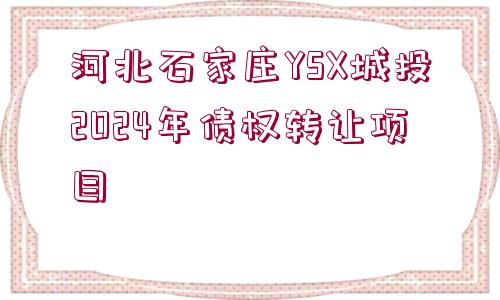 河北石家莊YSX城投2024年債權(quán)轉(zhuǎn)讓項(xiàng)目