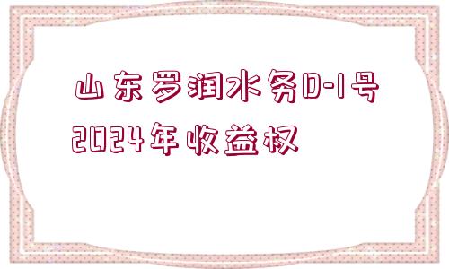 山東羅潤水務D-1號2024年收益權