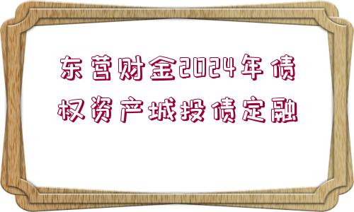 東營財金2024年債權資產(chǎn)城投債定融