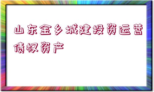 山東金鄉(xiāng)城建投資運(yùn)營(yíng)債權(quán)資產(chǎn)