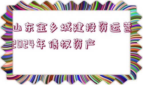 山東金鄉(xiāng)城建投資運營2024年債權資產(chǎn)