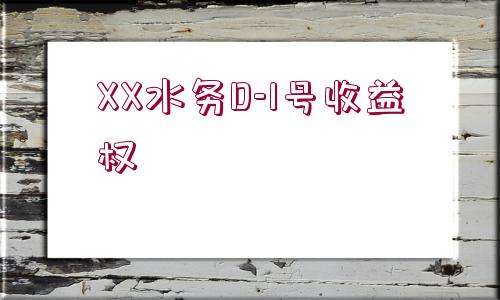 XX水務D-1號收益權