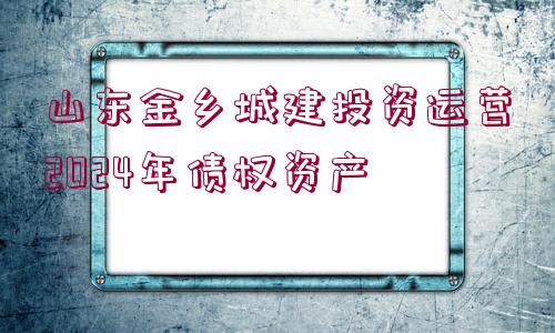 山東金鄉(xiāng)城建投資運(yùn)營(yíng)2024年債權(quán)資產(chǎn)