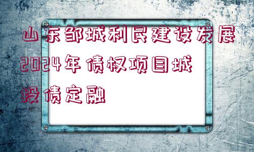 山東鄒城利民建設(shè)發(fā)展2024年債權(quán)項目城投債定融