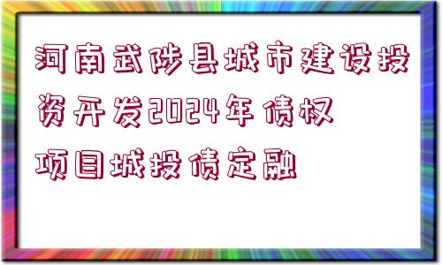 河南武陟縣城市建設(shè)投資開發(fā)2024年債權(quán)項目城投債定融