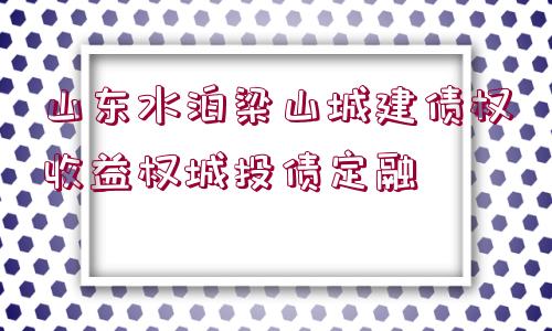 山東水泊梁山城建債權(quán)收益權(quán)城投債定融