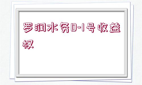 羅潤水務(wù)D-1號收益權(quán)