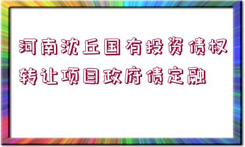 河南沈丘國有投資債權(quán)轉(zhuǎn)讓項目政府債定融