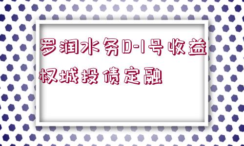 羅潤水務D-1號收益權城投債定融