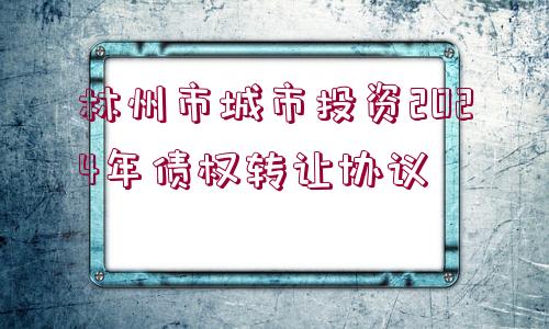 林州市城市投資2024年債權(quán)轉(zhuǎn)讓協(xié)議