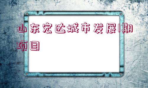 山東宏達城市發(fā)展1期項目