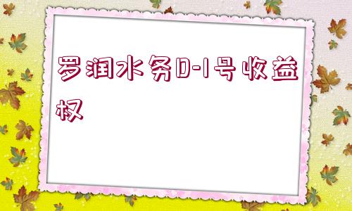 羅潤(rùn)水務(wù)D-1號(hào)收益權(quán)