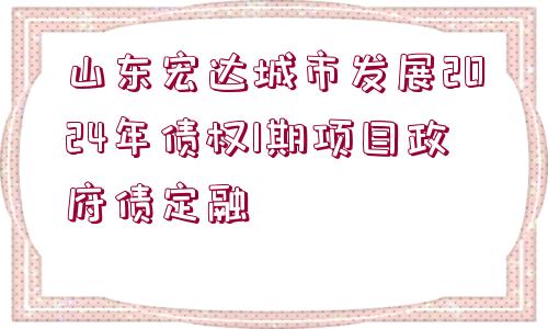 山東宏達(dá)城市發(fā)展2024年債權(quán)1期項目政府債定融