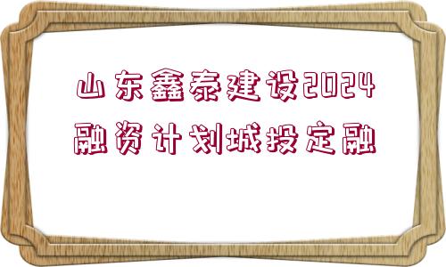 山東鑫泰建設2024融資計劃城投定融