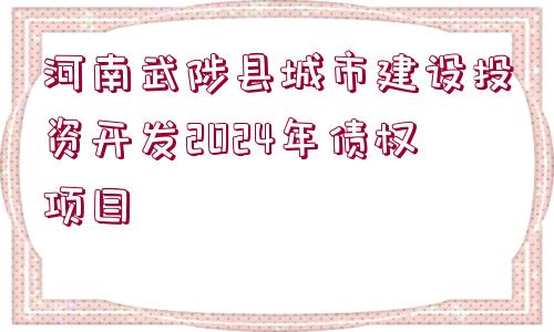 河南武陟縣城市建設投資開發(fā)2024年債權項目