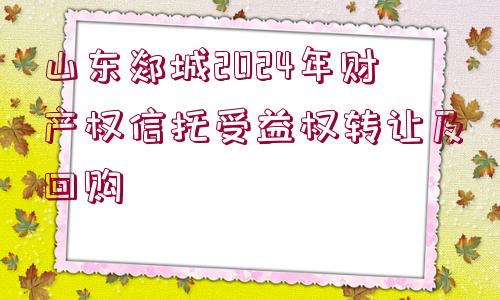 山東郯城2024年財(cái)產(chǎn)權(quán)信托受益權(quán)轉(zhuǎn)讓及回購