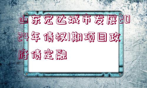 山東宏達(dá)城市發(fā)展2024年債權(quán)1期項(xiàng)目政府債定融