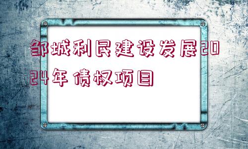 鄒城利民建設發(fā)展2024年債權項目