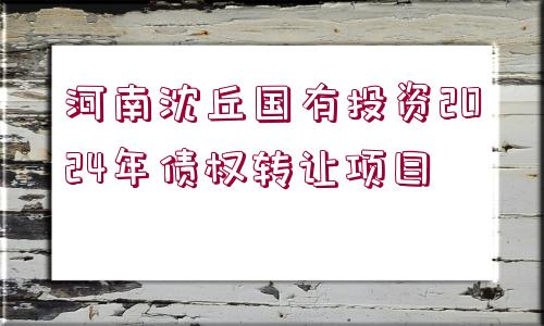 河南沈丘國(guó)有投資2024年債權(quán)轉(zhuǎn)讓項(xiàng)目