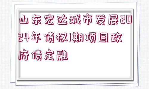 山東宏達城市發(fā)展2024年債權(quán)1期項目政府債定融