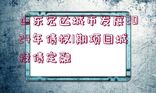 山東宏達(dá)城市發(fā)展2024年債權(quán)1期項目城投債定融