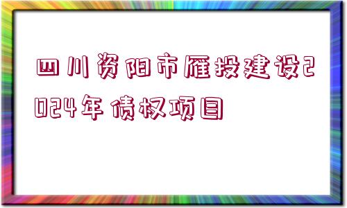 四川資陽市雁投建設(shè)2024年債權(quán)項(xiàng)目