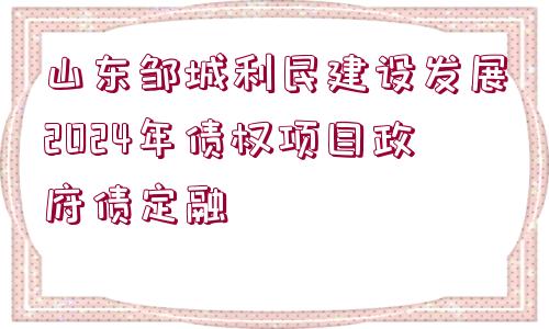 山東鄒城利民建設(shè)發(fā)展2024年債權(quán)項(xiàng)目政府債定融