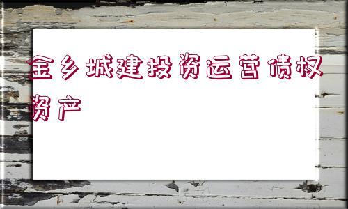 金鄉(xiāng)城建投資運營債權(quán)資產(chǎn)