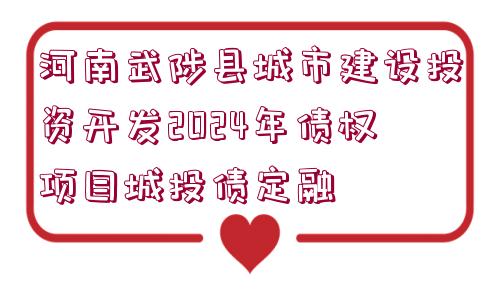 河南武陟縣城市建設(shè)投資開發(fā)2024年債權(quán)項(xiàng)目城投債定融