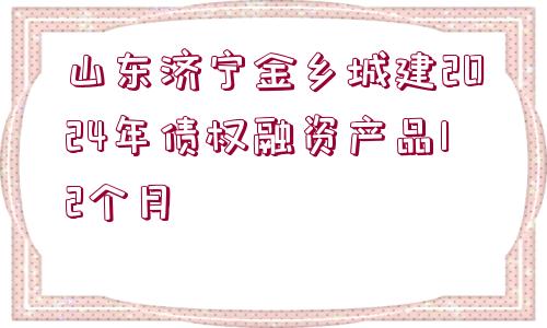 山東濟寧金鄉(xiāng)城建2024年債權融資產品12個月