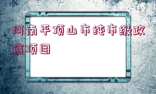 河南平頂山市純市級政信項目